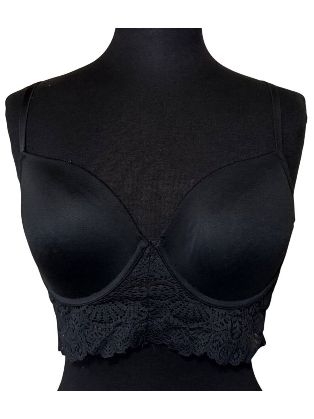 Gilligan & O'Malley Brand Black Underwire Bra w/Lace Torso Women's Size 36B